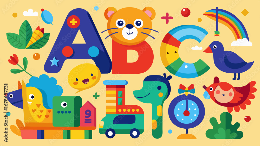 Naklejka premium Playful abcs and adorable animals a vibrant educational illustration for children