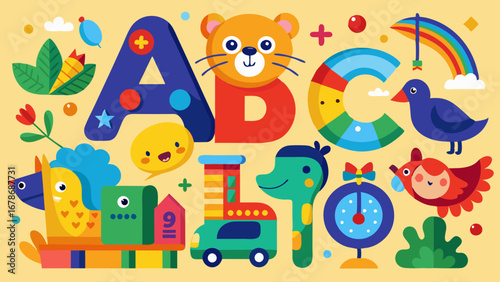 Playful abcs and adorable animals a vibrant educational illustration for children