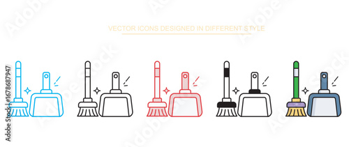 Dustpan icon design with white background stock illustration