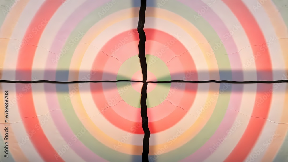 Obraz premium Colorful Abstract Art with Bold Cross Crack