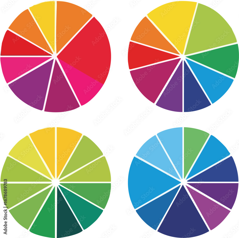 Obraz premium Dynamic color wheel charts for data visualization and creative design projects now