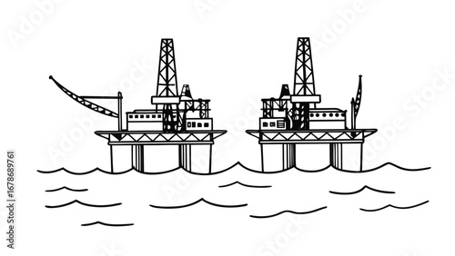 Offshore oil drilling platforms for energy production exploration vector