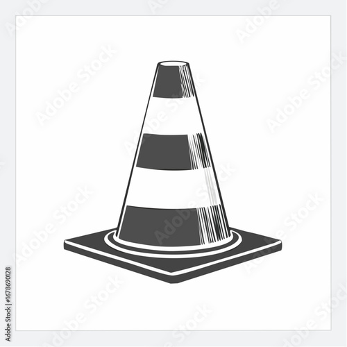 A detailed illustration of a traffic cone, a tool for safety and direction