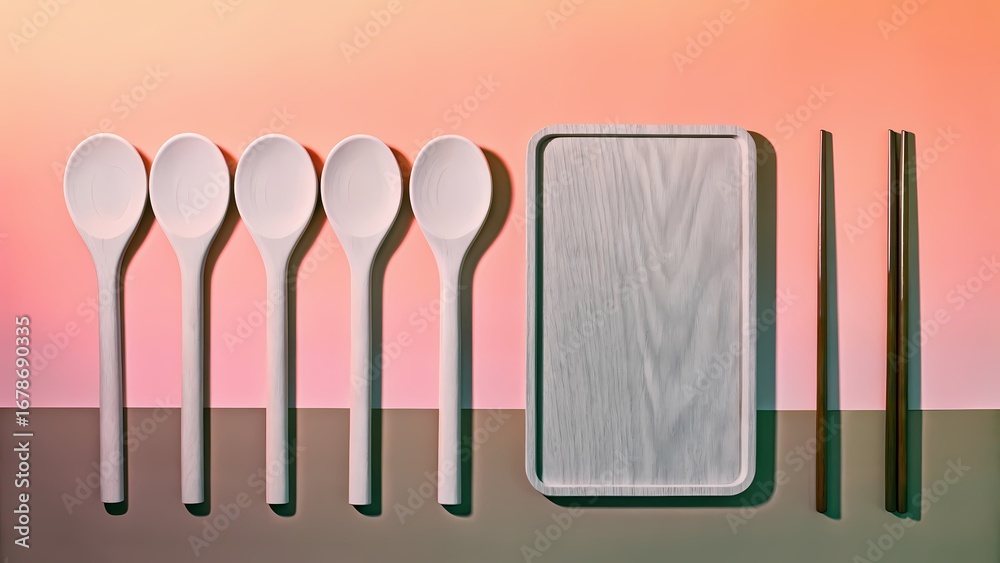 Fototapeta premium Aesthetic Kitchen Utensil Flat Lay 