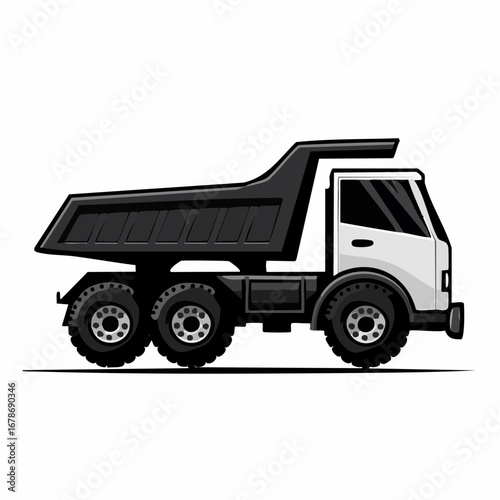 A heavy-duty dump truck, isolated on a plain background, perfect for industrial projects