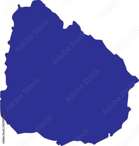 Flat Uruguay country map silhouette in blue vector style isolated design