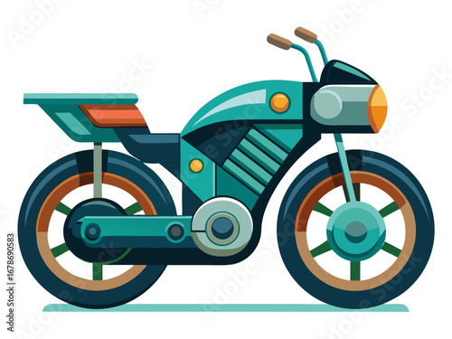 A modern and futuristic motorcycle design, showcasing sleek lines and vibrant colors