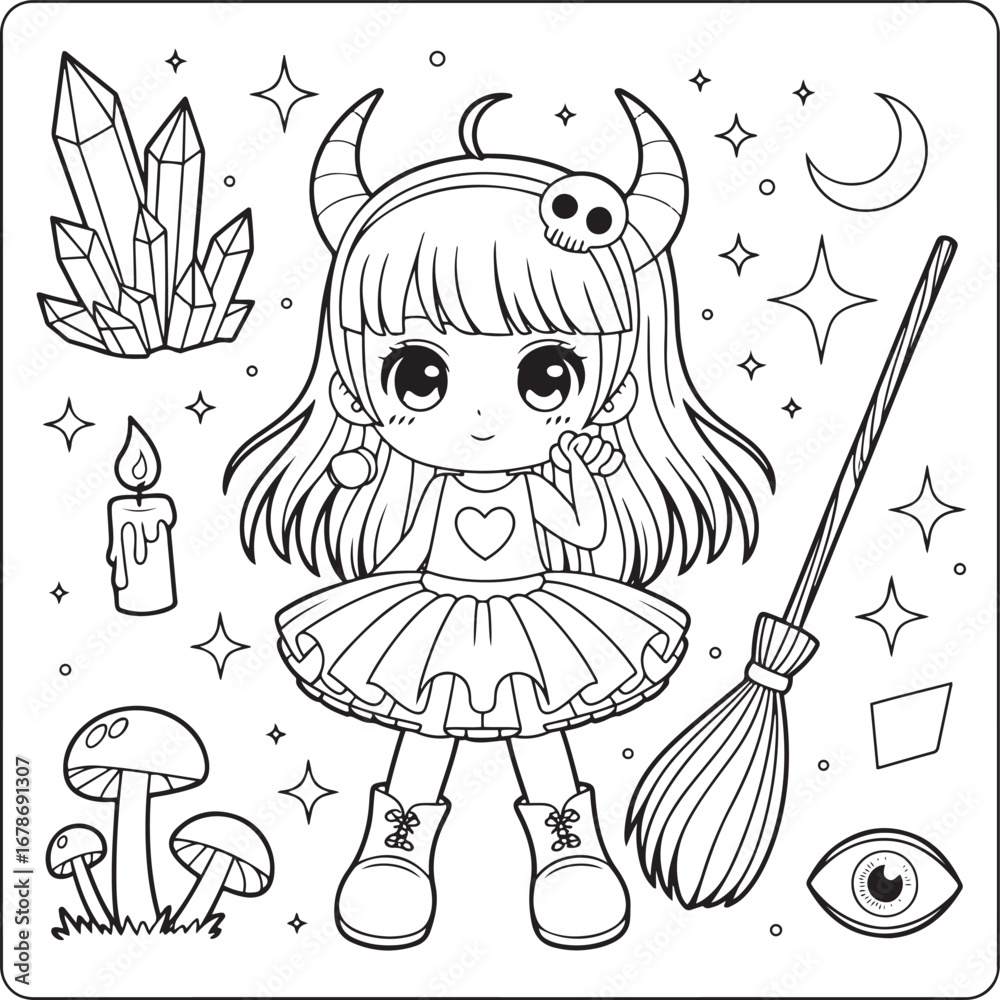 Obraz premium Halloween doll silhouette art illustration Shapes Collection Isolated on White Background