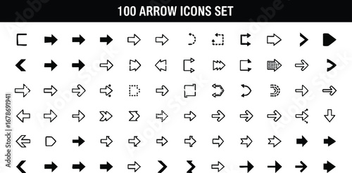 Modern arrow icon set guiding direction, progress, and navigation for digital interfaces