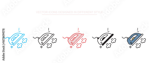 Steam Iron icon design with white background stock illustration
