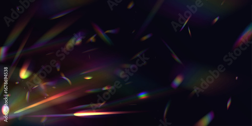 Transparent holographic patterns shimmer with multi-colored light refractions. The dynamic textures bring life and movement to any composition. Great for digital backgrounds and futuristic themes.