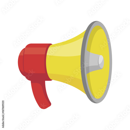 Colorful loudspeaker vector icon in flat style. Useful for announcements, news, public messaging, and digital advertising content. Perfect for use in banners, marketing, alerts.