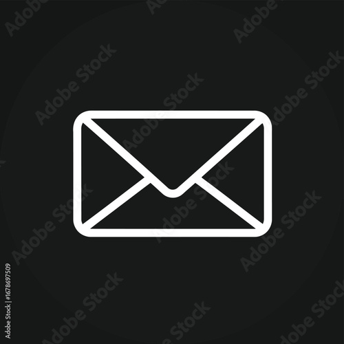 Vector illustration of a white envelope icon on a dark circular background, representing email communication and messaging