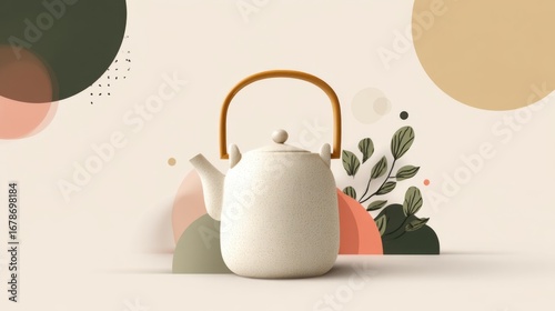 Handcrafted ceramic teapot displaying traditional pottery artisanship with simple oriental design and clean minimal decorative styling elements