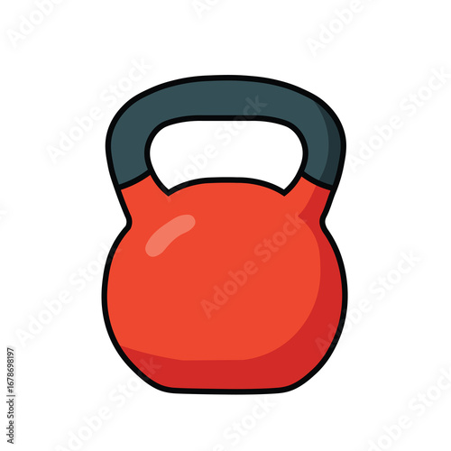 Illustration Vector Graphic Cartoon of a Red Kettlebell for Weight Training