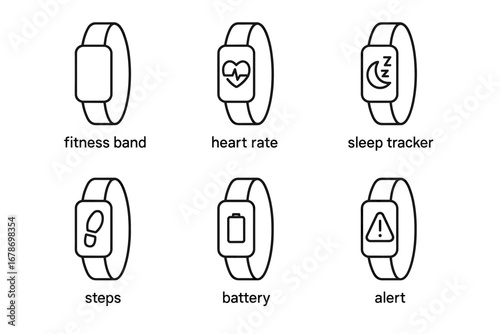 Smartwatch features: fitness band, heart rate, sleep tracker, steps, battery, alerts