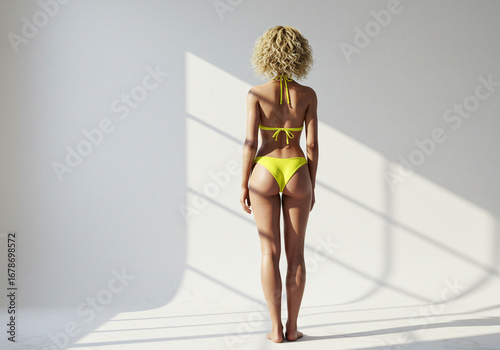 Full Body Woman in Bikini Photo | Isolated on White Background with Space for Text