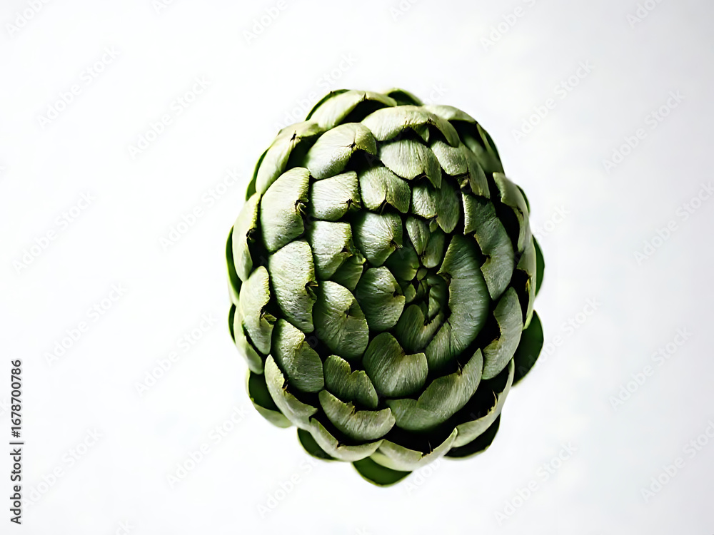 Obraz premium Floating detailed artichoke with geometric pattern isolated white