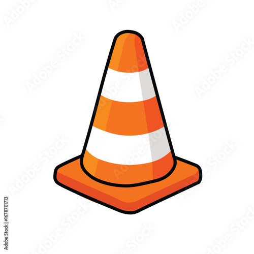 Illustration Vector Graphic Cartoon of an Orange Traffic Cone