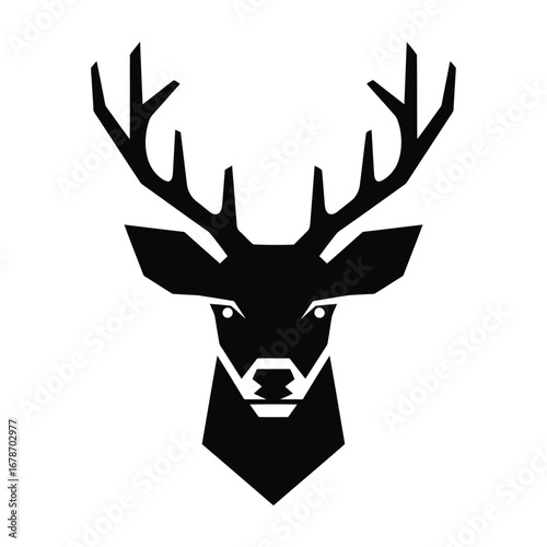 Vector illustration of black deer head with antlers silhouette vector art