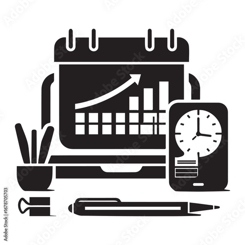 Black and White Calendar Icon Vector