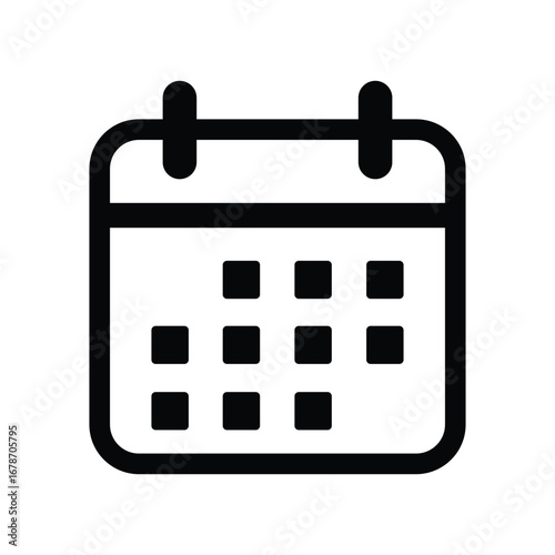 Black and White Calendar Icon Vector