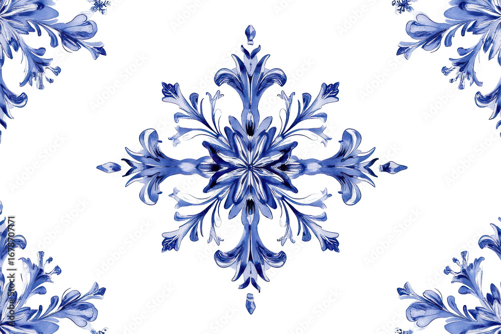 Blue watercolor snowflake pattern isolated on transparent background. Blue christmas snowflakes seamless pattern tile isolated on white background. Blue watercolor snowflake pattern isolated on transparent background. Blue christmas snowflakes seamless pattern tile isolated on white background.