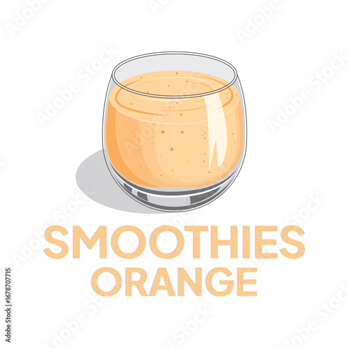Illustration smoothies in a glass cup. Summer drinks. Cup of fruity organic shake. Fruit cocktail. Vector illustration. Smoothie Strawberry, Blueberries, Orange, Mango, Coffee and Grape.