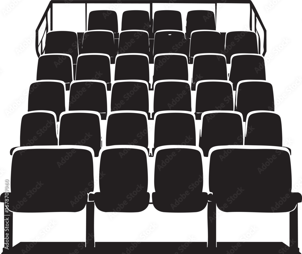 Naklejka premium Stadium Seat Silhouette, Black Vector Illustration Design
