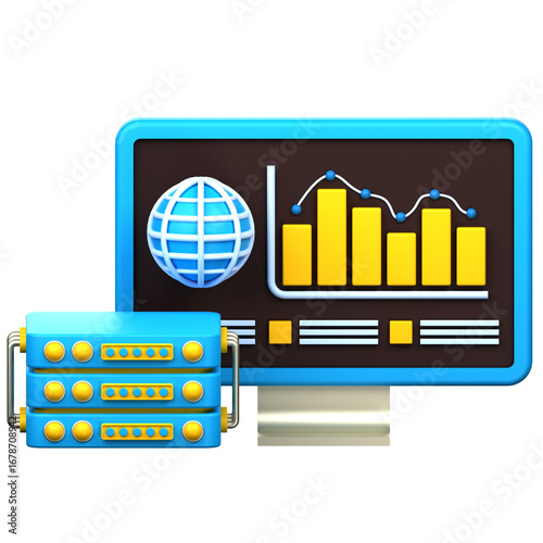 Server Data Analysis 3D Icon
