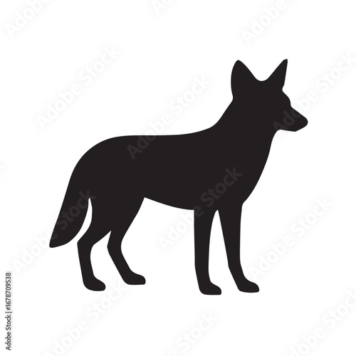 Silhouette of a squirrel with a bushy tail isolated on white background
