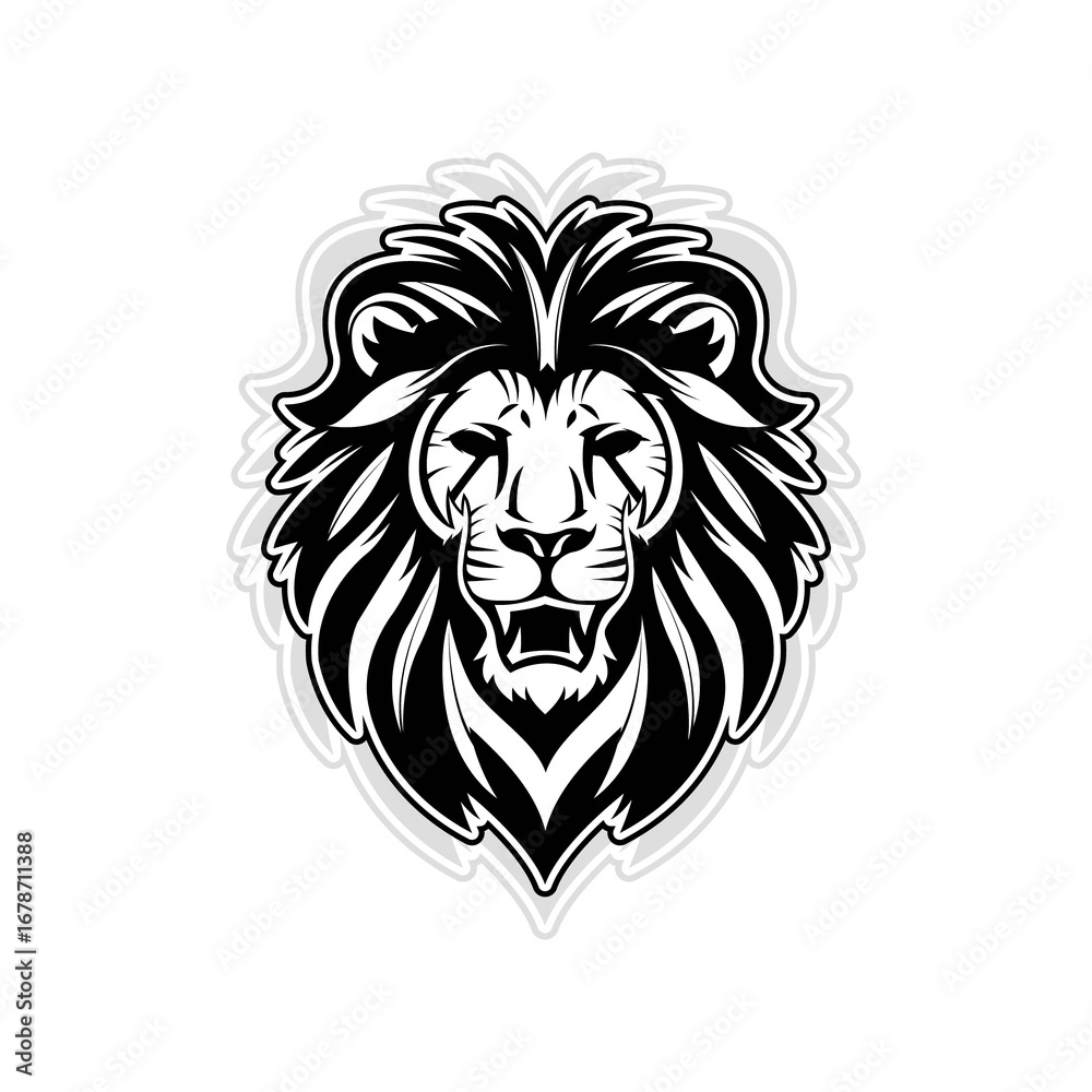 Obraz premium Two lion head silhouette logotype vector isolated in white and black background. Vector illustration EPS 10.