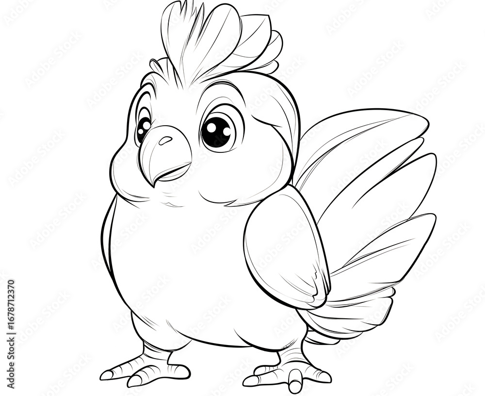 Fototapeta premium Coloring for children and adults, coloring of the animal world, parrot.