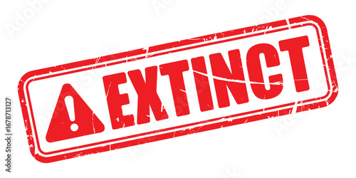 Red stamp with exclamation mark and the word extinct