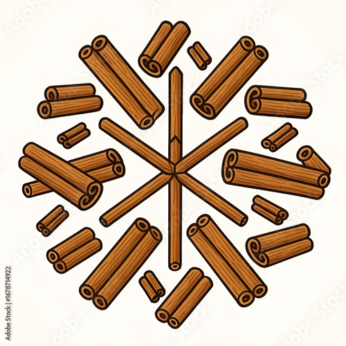 Decorative radial cinnamon stick pattern star shape arrangement illustration