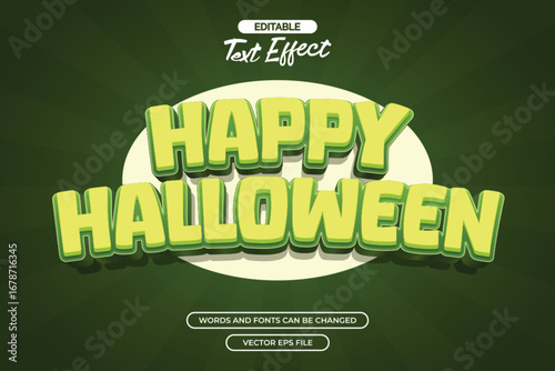 3d happy halloween editable text effect with green comic background