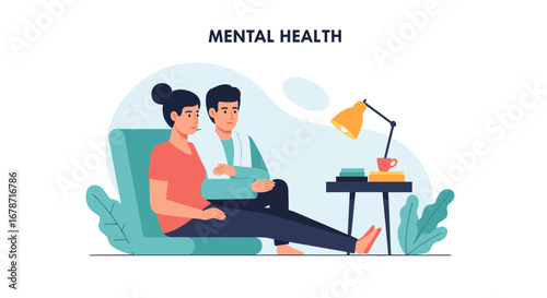 A Depiction Of Mental Health Support, The Illustration Shows A Therapist Comforting A Patient, Highlighting The Importance Of Seeking Professional Mental Healthcare, Promoting Well Being