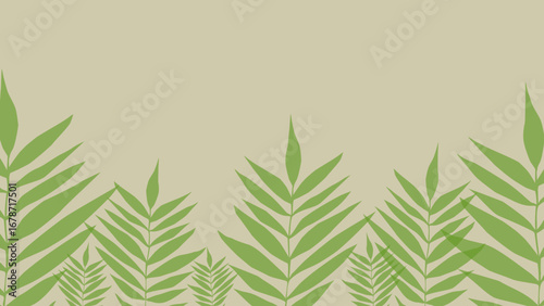 Green and olive green seamless patterns background with leaves. Botanic tropical wallpaper with palm leaves.	