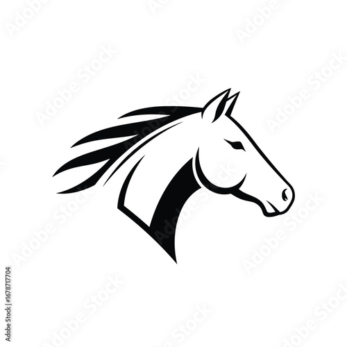 Vector illustration of illustration of a horse head with flowing mane