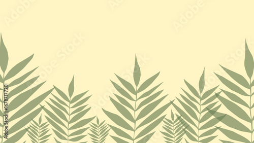 Green and yellow seamless patterns background with leaves. Botanic tropical wallpaper with palm leaves.	