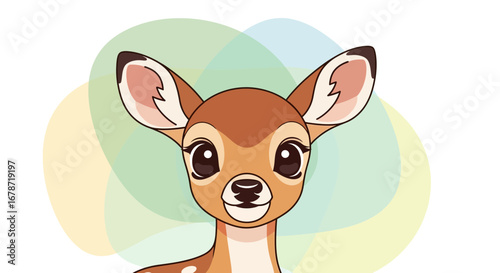 Minimalist flat design deer fawn, shy woodland creature.