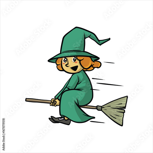 Funny witch character cartoon vector illustration