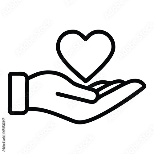 Gentle hand offers a heart icon symbolizing love care compassion support kindness charity and generosity in a conceptual representation