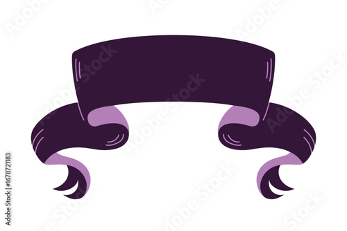 Dark festive ribbon banner for Halloween with ragged spooky edges and rustic textile effect. Perfect for invitations, posters, creepy party decor, autumn holiday design. Flat vector illustration.