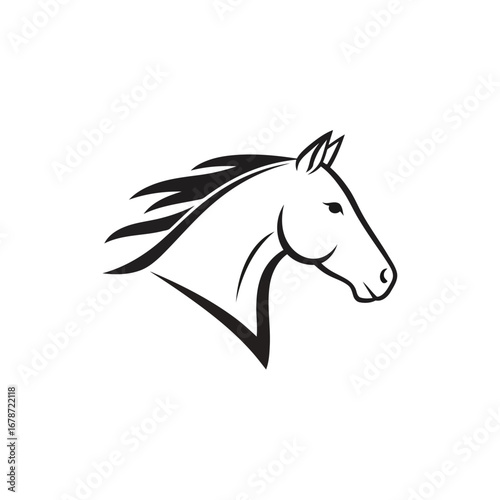 Vector illustration of horse head silhouette for logo or design