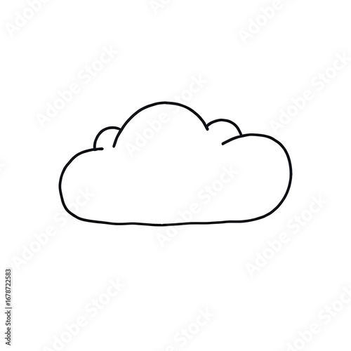 A simple line drawing of a fluffy white cloud with a black outline on a plain white background