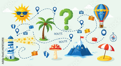 Cartoon Journey: A Cheerful Adventure Through Whimsical Landscapes and Travel Destinations with a Playful Cartoon Style