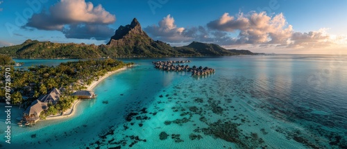 Serene Turquoise Tropical Lagoon in Bora Bora