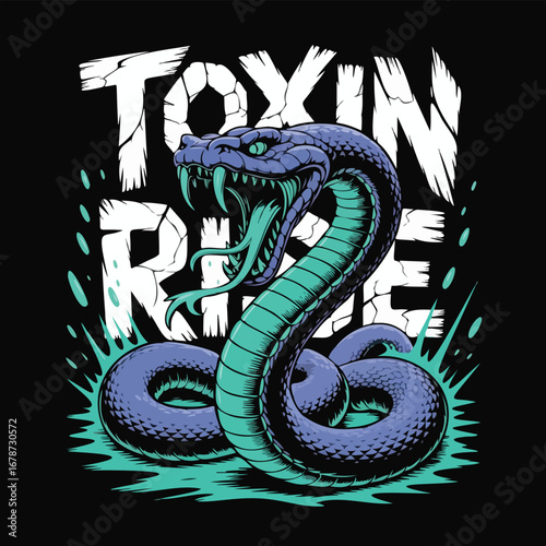 Toxin Rise – Neon Snake Venom Attack T-shirt Design
