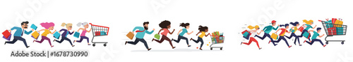 Shoppers sprinting in shopping frenzy to grab the best seasonal deal offers
